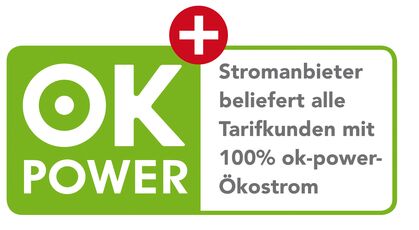Unser Ökostrom ist ok-power+ zertifiziert.